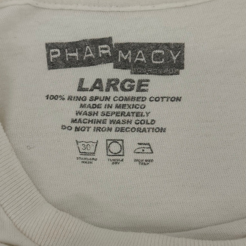 Pharmacy Boardshop T-Shirt Size L White Skate Streetwear Melted Face Graphic - Picture 6 of 10